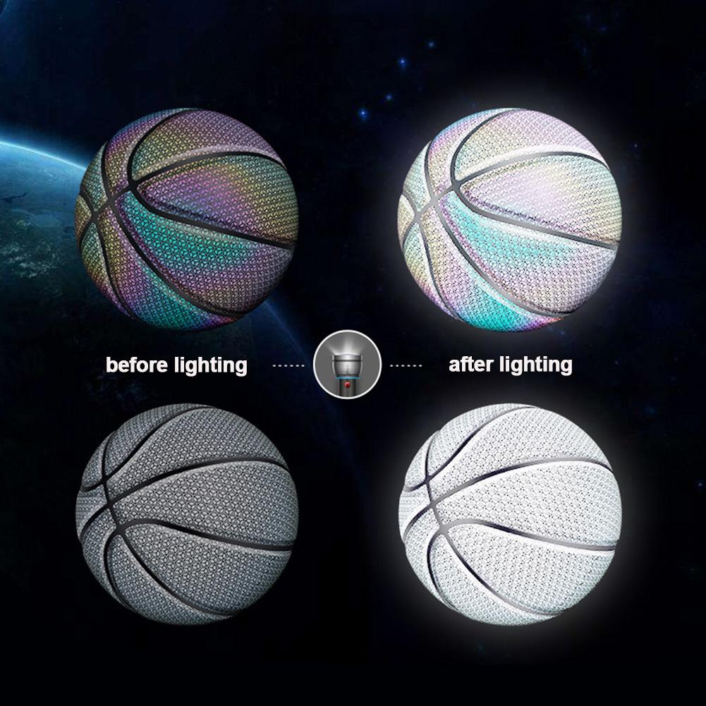Atralife Training ball Light Up Basketball Ball Battery-Rainbow PU Glow in Dark Basketball Fluorescent Bright After Sun Shine Official Size&amp; Weight (Size 7) Light-up Basketball for Man Teen B