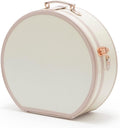 Small Floral Round Hat Box  Luggage Cosmetic Case (D.18", Cream White)