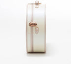 Small Floral Round Hat Box  Luggage Cosmetic Case (D.18", Cream White)
