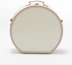 Small Floral Round Hat Box  Luggage Cosmetic Case (D.18", Cream White)