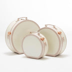 Small Floral Round Hat Box  Luggage Cosmetic Case (D.18", Cream White)