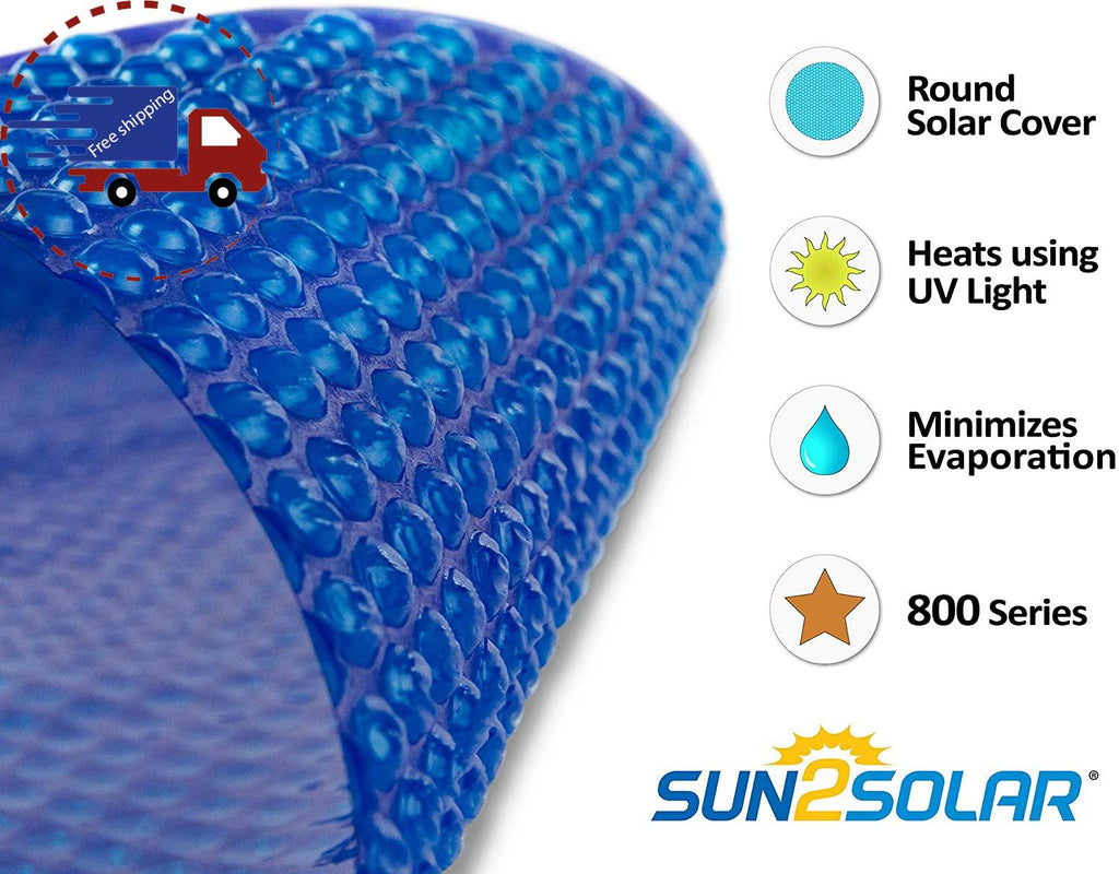 sun2solar blue 24-foot round solar cover | 800 series style | heat retaining bla