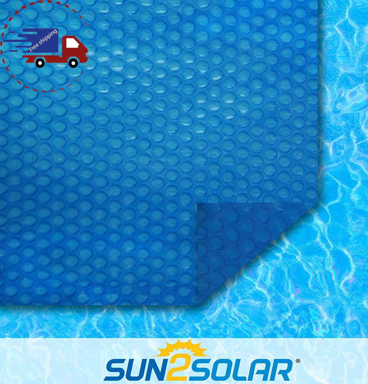 sun2solar blue 24-foot round solar cover | 800 series style | heat retaining bla