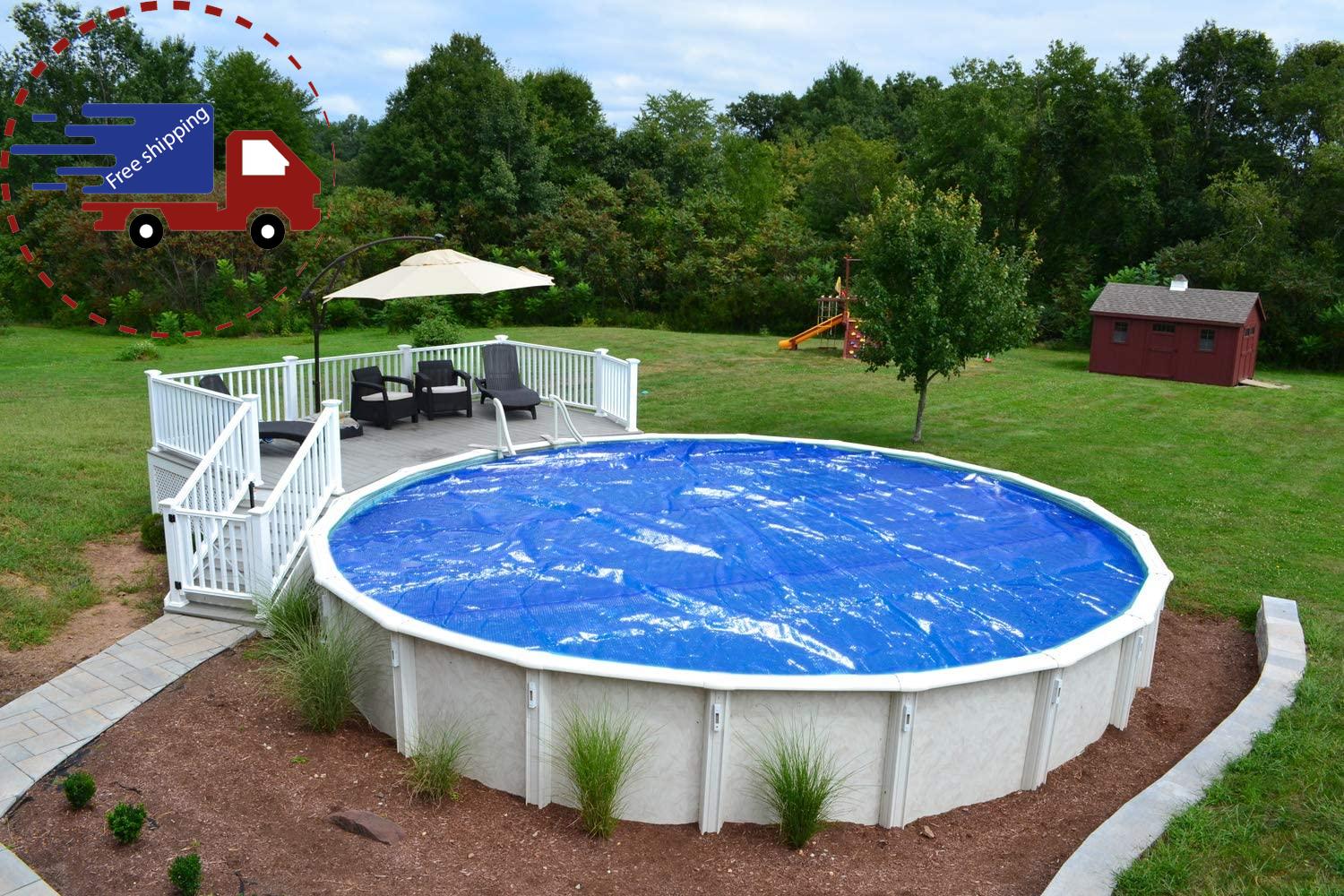 sun2solar blue 24-foot round solar cover | 800 series style | heat retaining bla