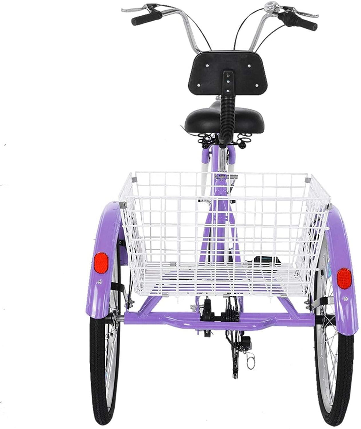 Kehaoy Adult Tricycle 7 Speed - Three Wheel Bikes for Seniors, Adults, Women, Men, 24 Inch Wheels, Cargo Basket, Purple