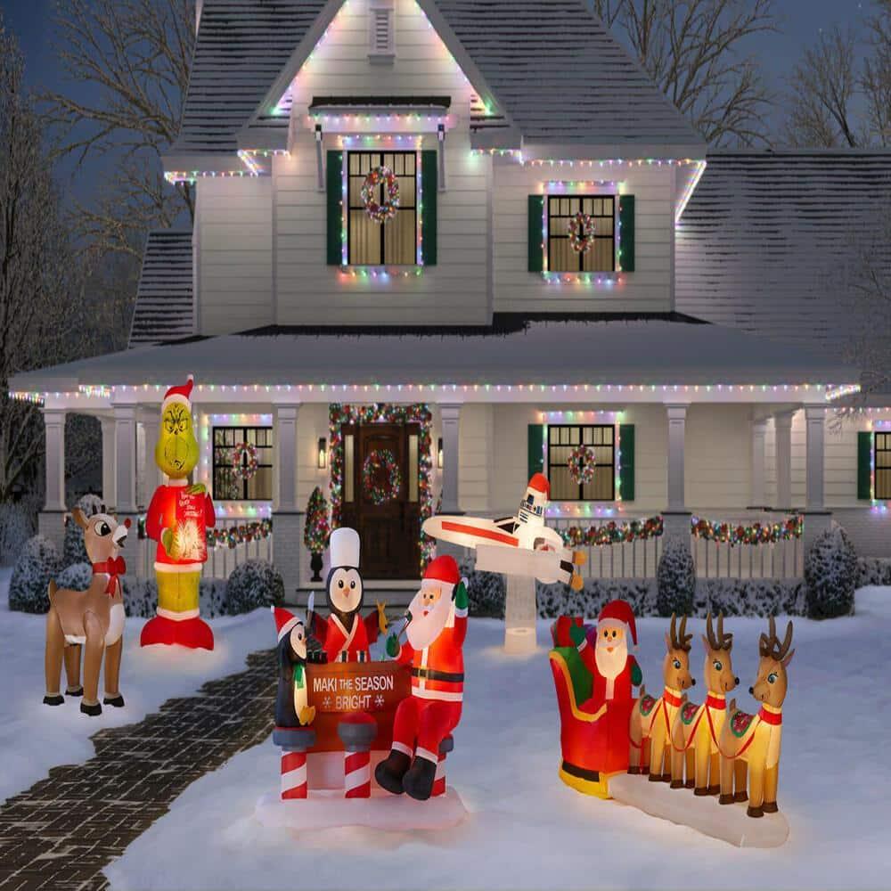 5 ft Sushi Santa and Penguins Holiday Inflatable