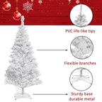 7.5ft Pre-Lit Hinged Full Fir Artificial Christmas Tree w/ 1,096 Branch Tips, 360 Led Lights, Foldable Metal Stand, Holiday Decoration