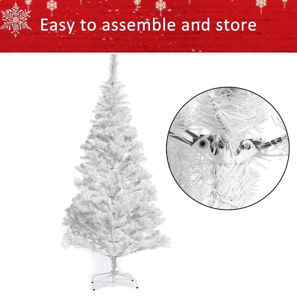7.5ft Pre-Lit Hinged Full Fir Artificial Christmas Tree w/ 1,096 Branch Tips, 360 Led Lights, Foldable Metal Stand, Holiday Decoration