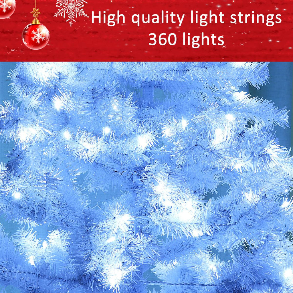 7.5ft Pre-Lit Hinged Full Fir Artificial Christmas Tree w/ 1,096 Branch Tips, 360 Led Lights, Foldable Metal Stand, Holiday Decoration