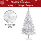 7.5ft Pre-Lit Hinged Full Fir Artificial Christmas Tree w/ 1,096 Branch Tips, 360 Led Lights, Foldable Metal Stand, Holiday Decoration