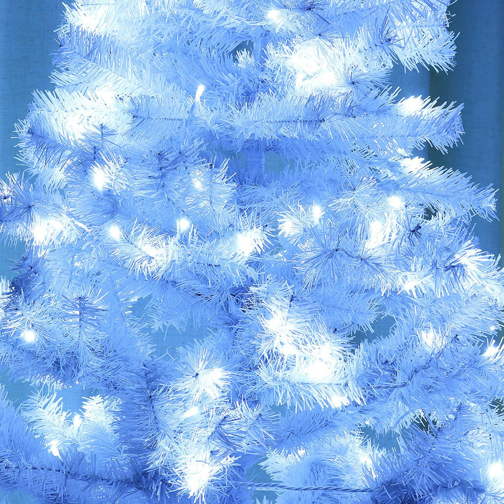 7.5ft Pre-Lit Hinged Full Fir Artificial Christmas Tree w/ 1,096 Branch Tips, 360 Led Lights, Foldable Metal Stand, Holiday Decoration