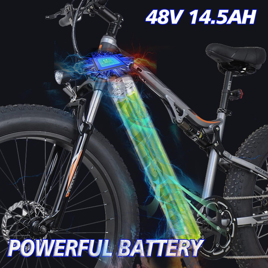 Electric Bikes for Adults Ebike with 750W Motor 14.5Ah Battery Electric Bicycles with 26 Inch 4.0 Fat Tires 9 Speed Gear Full Suspension