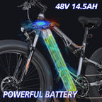 Electric Bikes for Adults Ebike with 750W Motor 14.5Ah Battery Electric Bicycles with 26 Inch 4.0 Fat Tires 9 Speed Gear Full Suspension