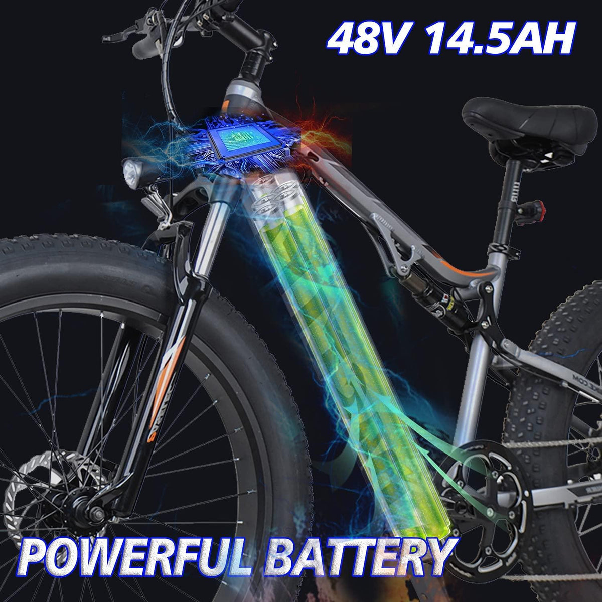 Electric Bikes for Adults Ebike with 750W Motor 14.5Ah Battery Electric Bicycles with 26 Inch 4.0 Fat Tires 9 Speed Gear Full Suspension