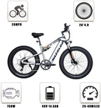 Electric Bikes for Adults Ebike with 750W Motor 14.5Ah Battery Electric Bicycles with 26 Inch 4.0 Fat Tires 9 Speed Gear Full Suspension