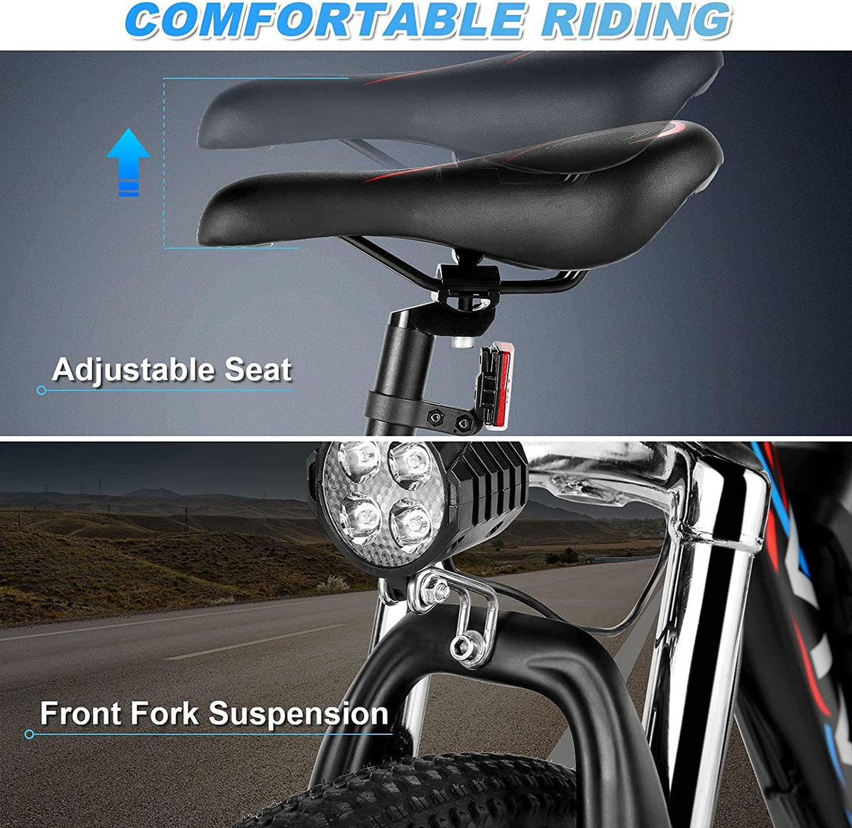 VIVI 27.5'' Electric Bike, Electric Mountain Bike, 22MPH 500W Ebike, Electric Bike for Adults with Removable 48V 10Ah Battery,  21 Speed