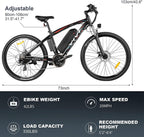 VIVI 27.5'' Electric Bike, Electric Mountain Bike, 22MPH 500W Ebike, Electric Bike for Adults with Removable 48V 10Ah Battery,  21 Speed