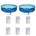 intex 12' x 30" metal frame round pool (2 pack) &amp; replacement cartridge (6 pack)