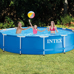 intex 12' x 30" metal frame round pool (2 pack) &amp; replacement cartridge (6 pack)
