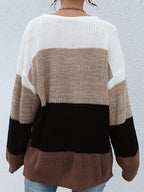 Fashion Color Matching Striped Round Neck Loose Pullover