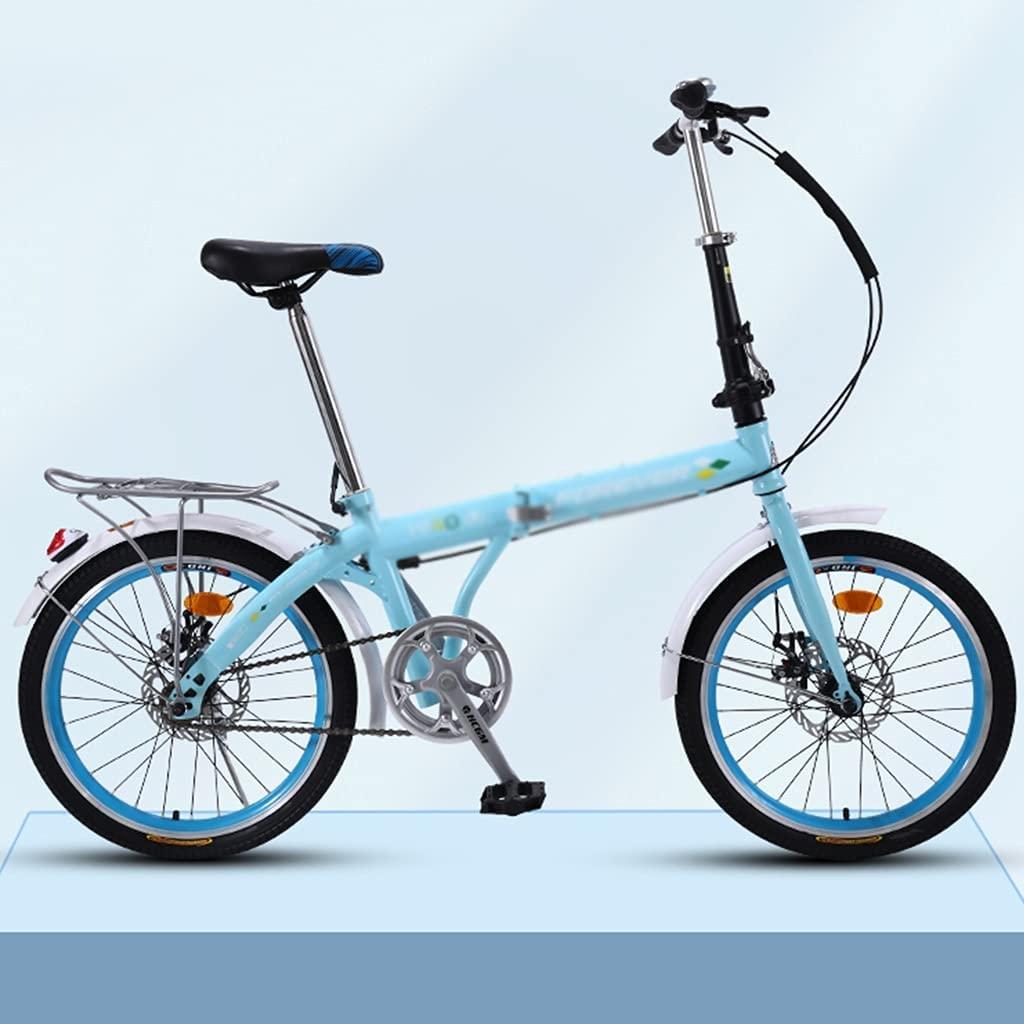 20-inch Foldable Bicycle Lightweight Adult Bike Student Bicycles Road Bike Mechanical Double Disc Brake (Color : Blue, Size : 20 inches)