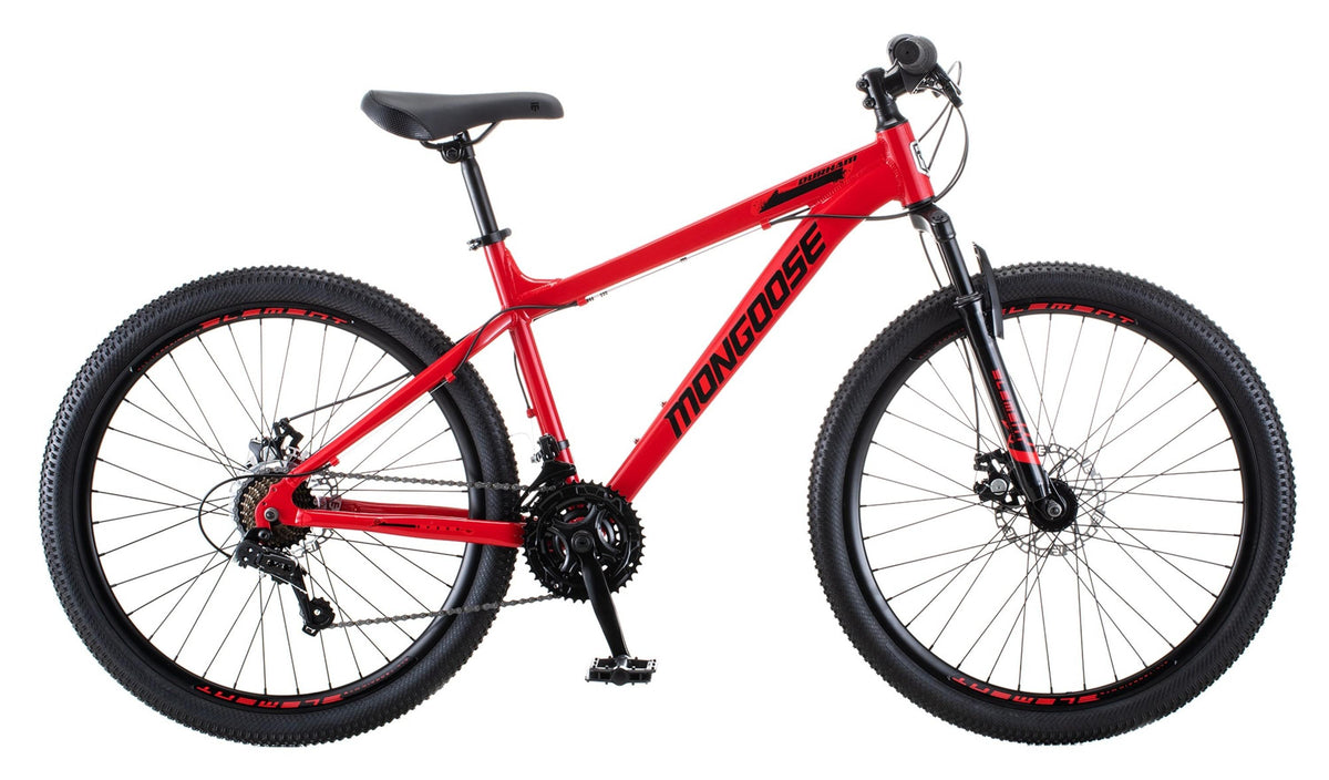 Mongoose Durham Mountain Bike, 21 Speeds, 26-Inch Wheels, Red