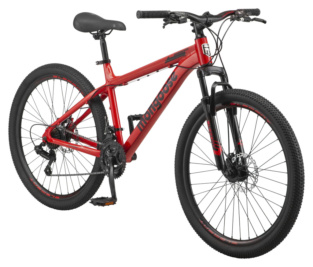 Mongoose Durham Mountain Bike, 21 Speeds, 26-Inch Wheels, Red