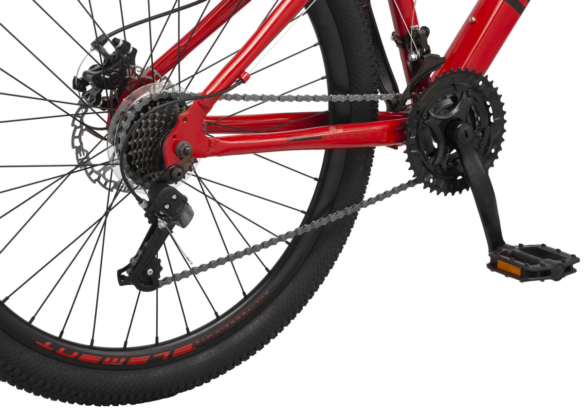 Mongoose Durham Mountain Bike, 21 Speeds, 26-Inch Wheels, Red