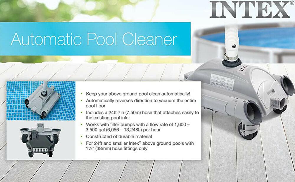 intex automatic pool cleaner pressure side vacuum cleaner w/ 24 foot auto hose