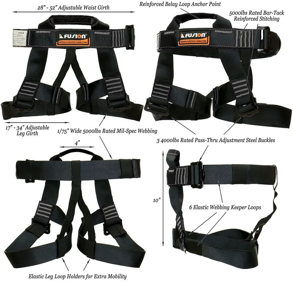 Fusion Climb Tactical Edition Adults Commercial Zip Line Kit Harness/Lanyard/Trolley Bundle FTK-A-HLT-12