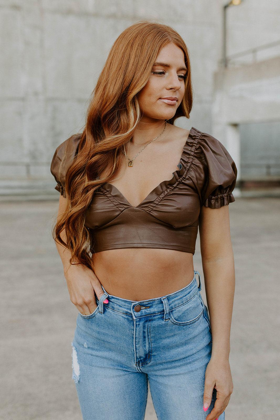 brown leather top