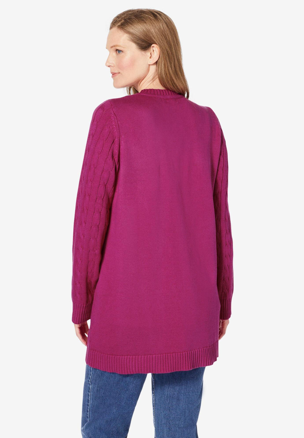 cotton cable knit cardigan sweater