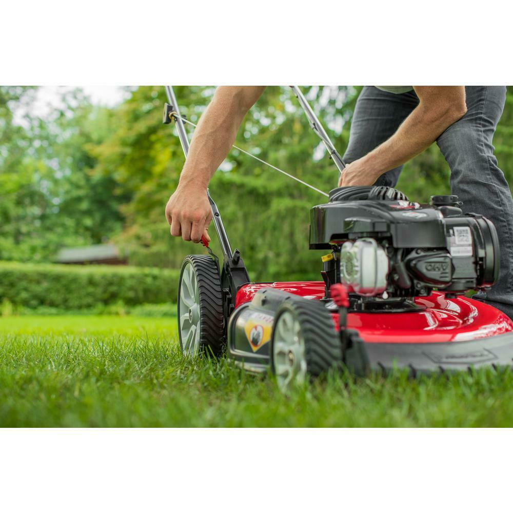Push Lawn Mower High Rear Wheels Gas Walk Behind 21-Inch 140cc 500e