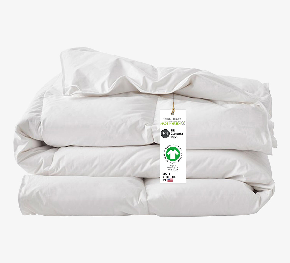 Delara 3IN1 Down Alternative Lightweight Duvet Insert Detachable 300TC Organic Cotton Cover 8 Corner Tabs Baffle Box Construction Comforter, 350GSM+350GSM,700GSM