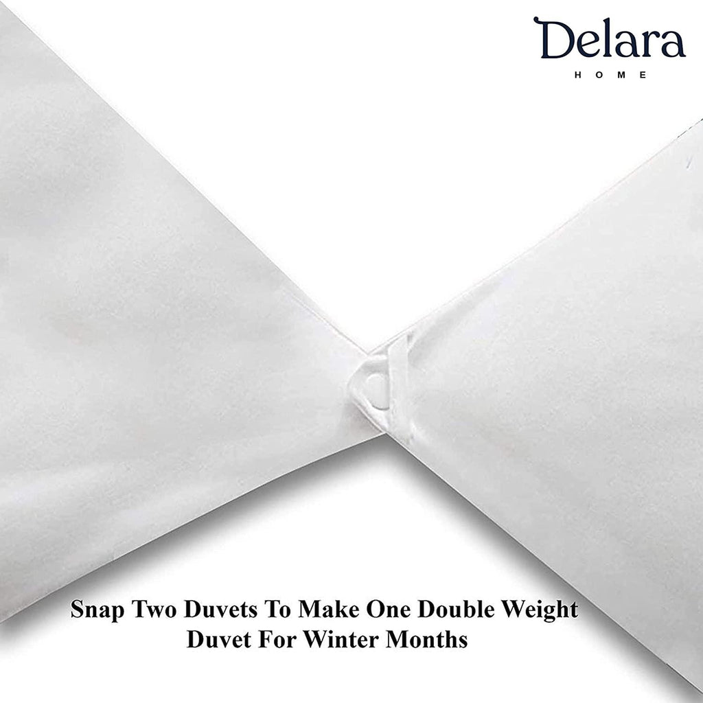 Delara 3IN1 Down Alternative Lightweight Duvet Insert Detachable 300TC Organic Cotton Cover 8 Corner Tabs Baffle Box Construction Comforter, 350GSM+350GSM,700GSM