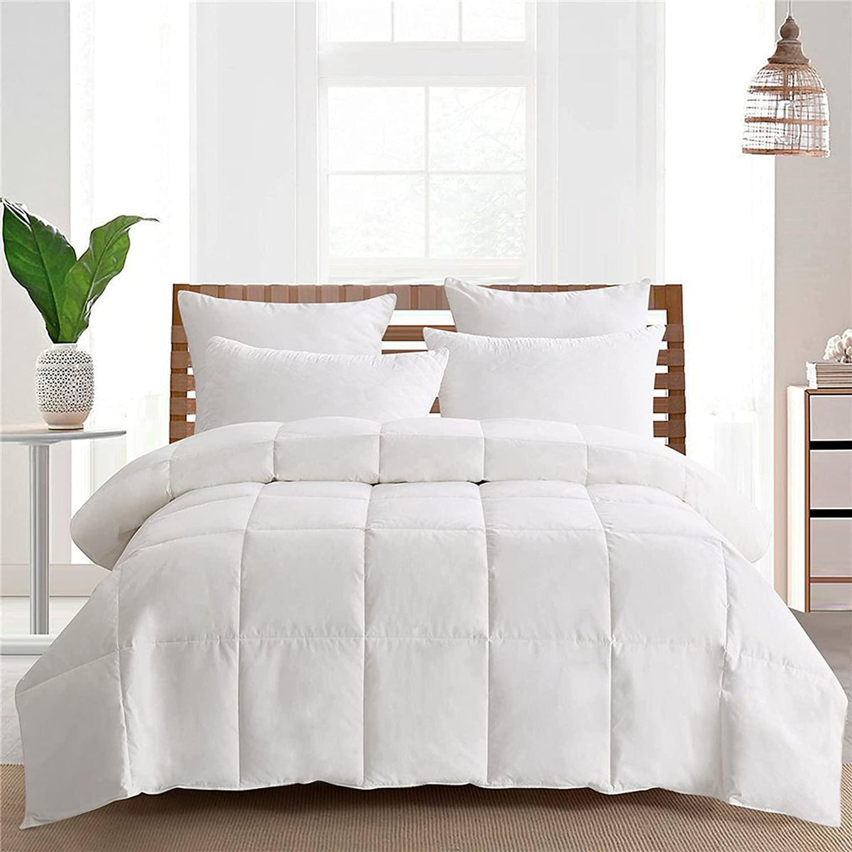 Delara 3IN1 Down Alternative Lightweight Duvet Insert Detachable 300TC Organic Cotton Cover 8 Corner Tabs Baffle Box Construction Comforter, 350GSM+350GSM,700GSM