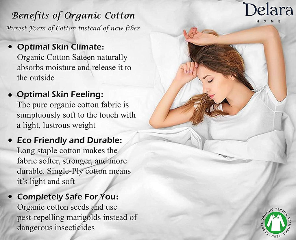 Delara 3IN1 Down Alternative Lightweight Duvet Insert Detachable 300TC Organic Cotton Cover 8 Corner Tabs Baffle Box Construction Comforter, 350GSM+350GSM,700GSM