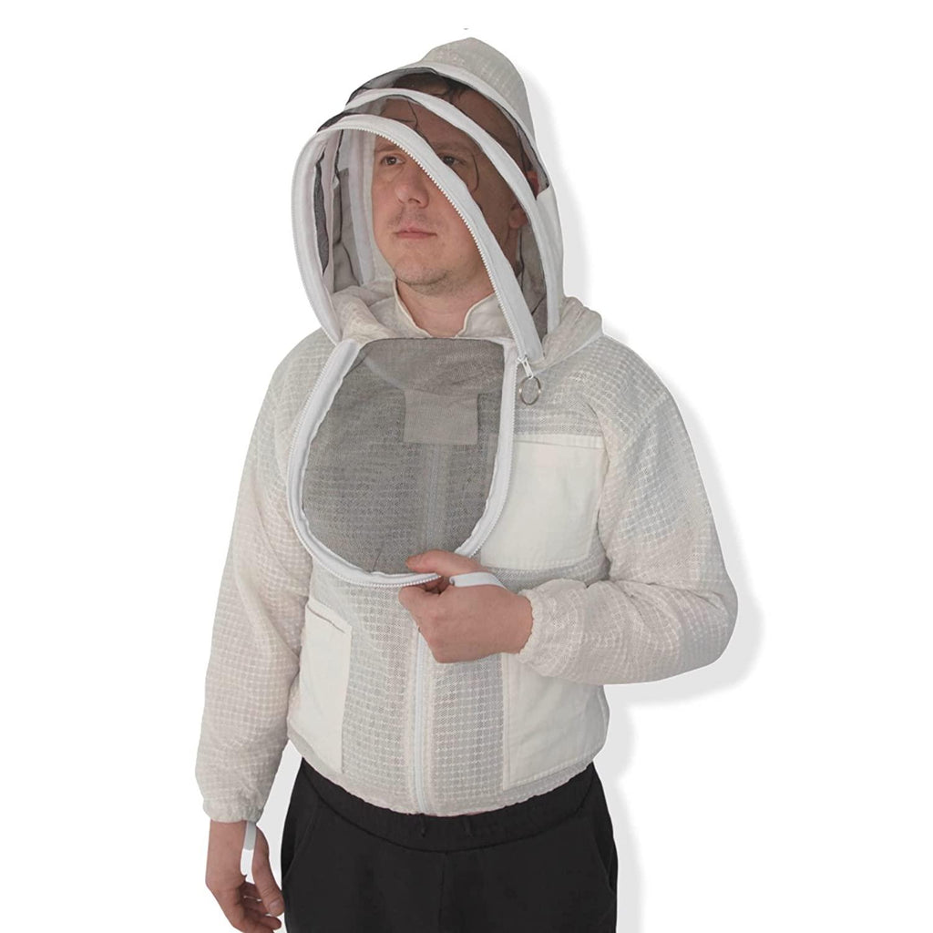beeattire ventilated bee jacket - 3 layer mesh body comfort - sting less protection with easy access veil ykk zippers beekeeping ventilated jacket beekeeping vail jacket beekeeper costume adult 6xl