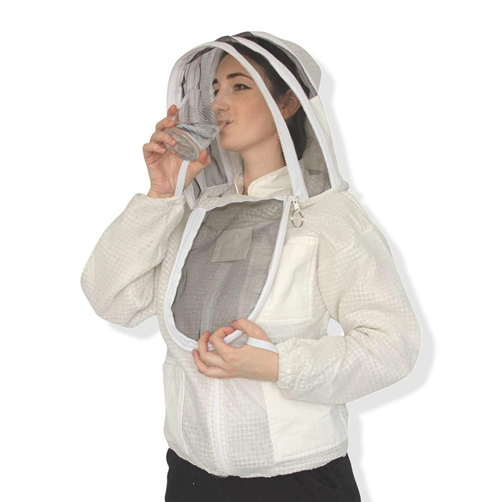 beeattire ventilated bee jacket - 3 layer mesh body comfort - sting less protection with easy access veil ykk zippers beekeeping ventilated jacket beekeeping vail jacket beekeeper costume adult 6xl