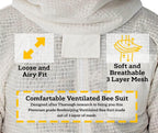 beeattire ventilated bee jacket - 3 layer mesh body comfort - sting less protection with easy access veil ykk zippers beekeeping ventilated jacket beekeeping vail jacket beekeeper costume adult 6xl