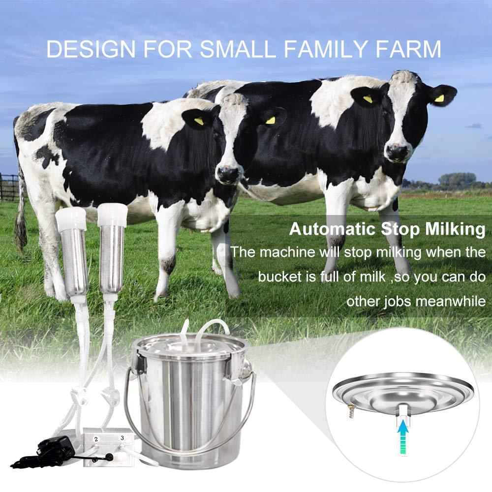 nother cow milker machine electric,pulsation vacuum pump cow milker, automatic portable livestock milking equipment,us standard. (for cow 3l)