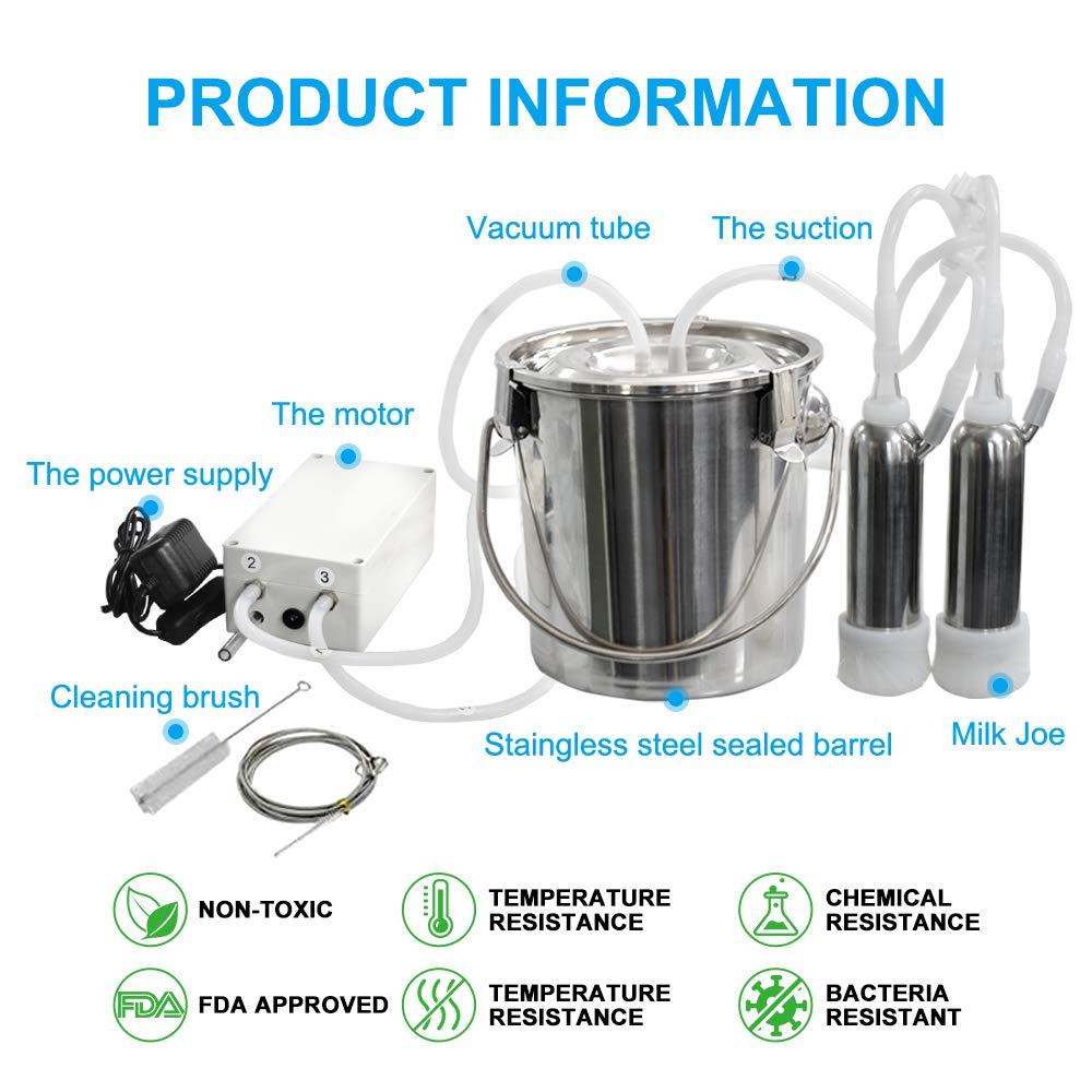 nother cow milker machine electric,pulsation vacuum pump cow milker, automatic portable livestock milking equipment,us standard. (for cow 3l)