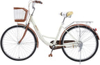 26 Inch Classic Bicycle, Beach Cruiser Bicycle,Retro Bike Comfort Bicycle Commute Body Ease Women's Committed Rider Cruiser Bicycle with Front Basket[U.S. Delivery]