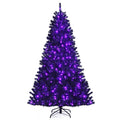 7 ft. Pre-lit PVC Halloween Artificial Christmas Tree Black with 500 Purple LED Lights