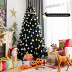 7 ft. Pre-lit PVC Halloween Artificial Christmas Tree Black with 500 Purple LED Lights