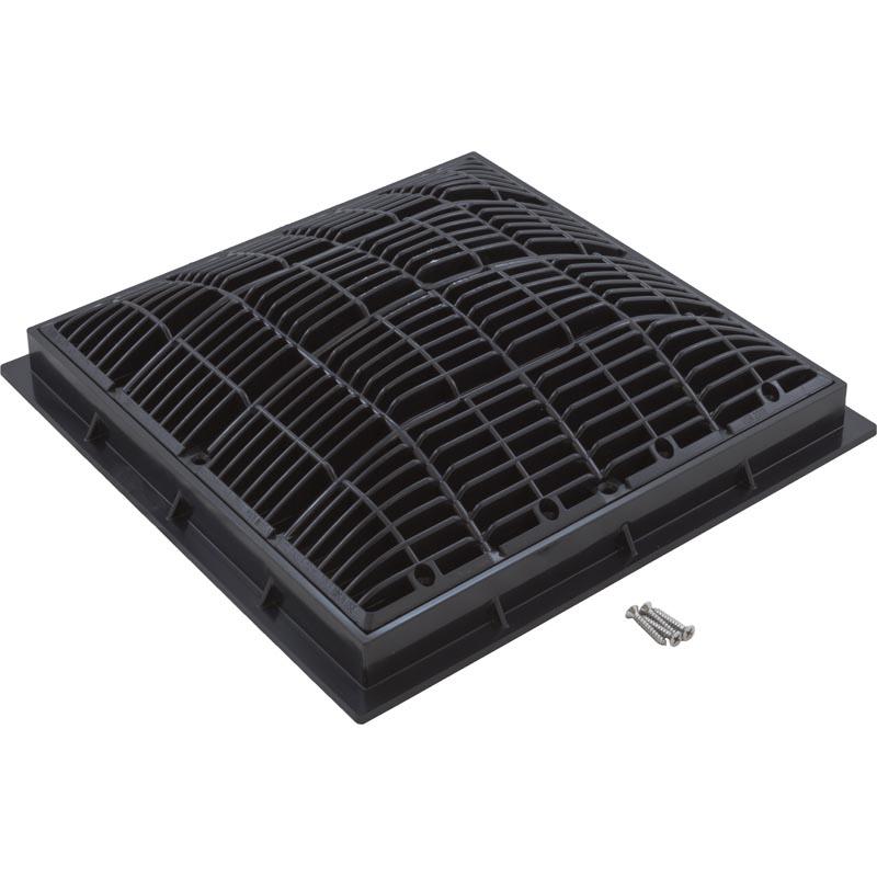 Waterway 640-4721 V 12" x 12" Square Main Drain Grate with Frame - Black