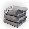Queen Size Microlight Electric Heated Blanket with Dual Controllers, Gray