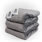 Queen Size Microlight Electric Heated Blanket with Dual Controllers, Gray
