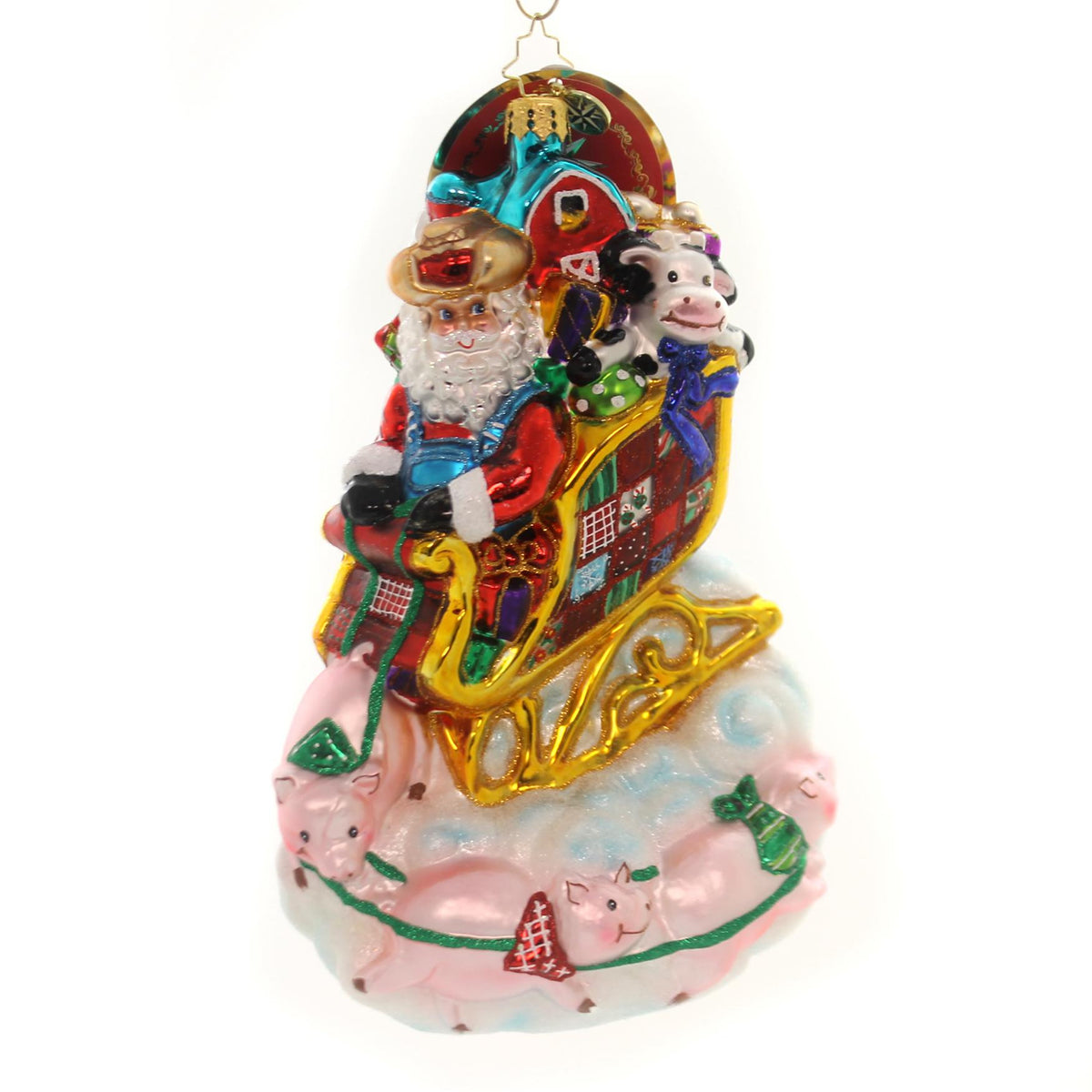 Christopher Radko HOMESPUN FUN Glass Farmer Santa Animals 1018936