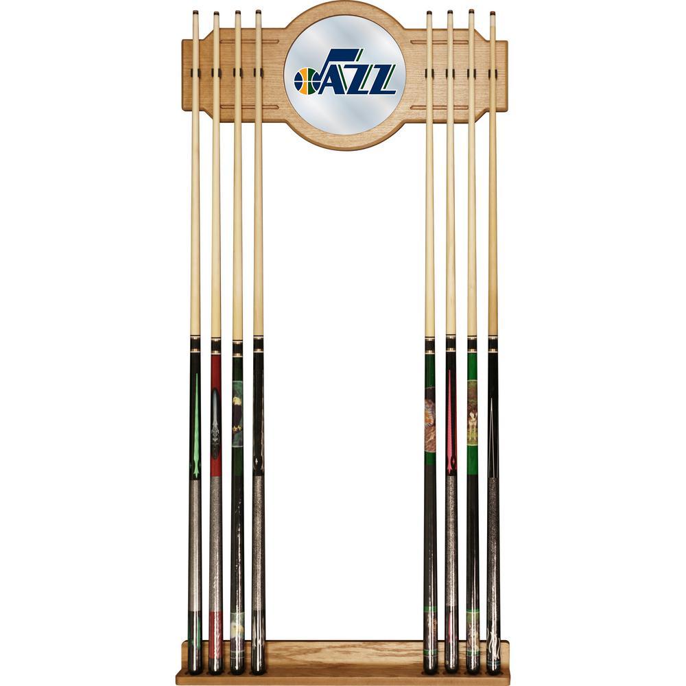 Utah Jazz NBA 30 in. Wooden Billiard Cue Rack with Mirror